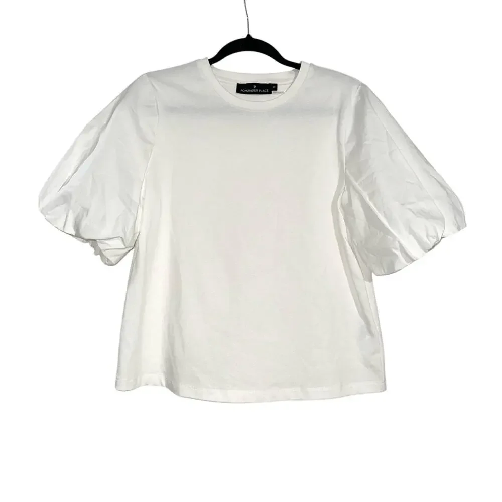 Tuckernuck Pomander Place Jenna White Puff Sleeve Top XS